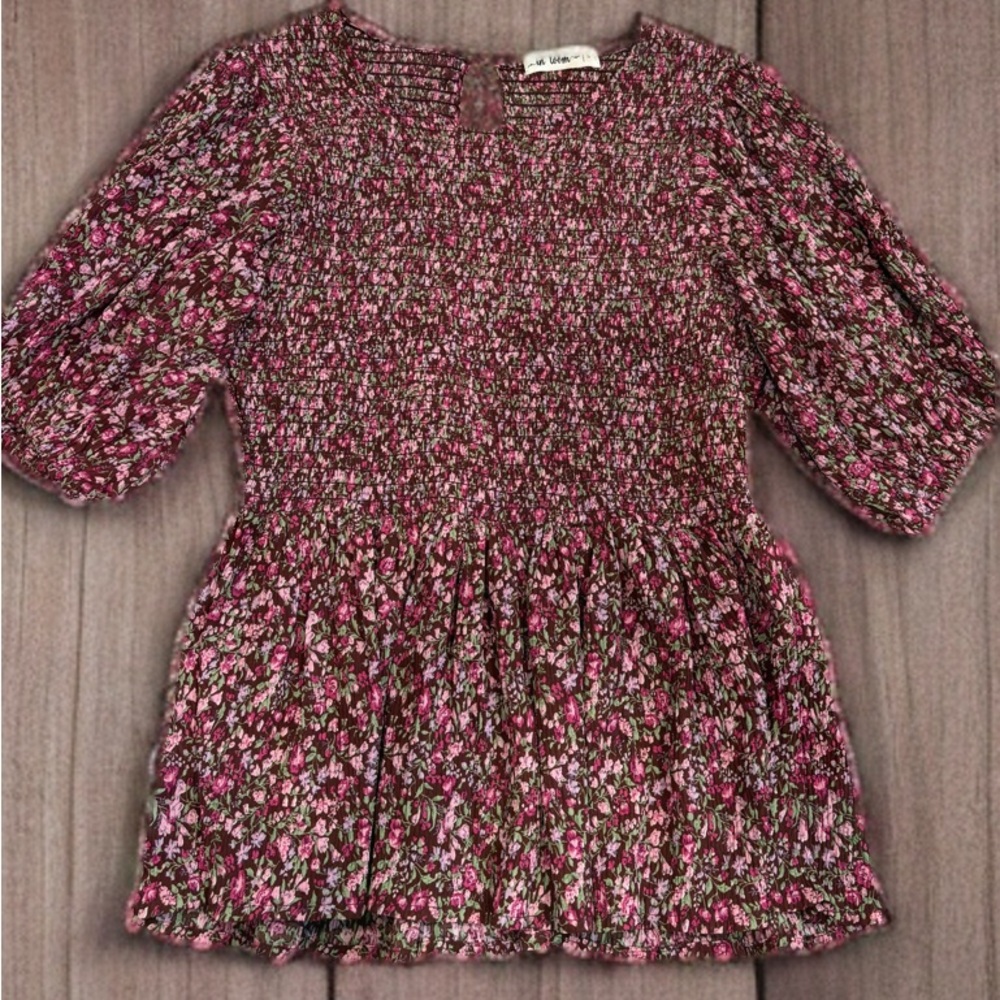 Floral Peplum Blouse in Gorgeous pinks and purples